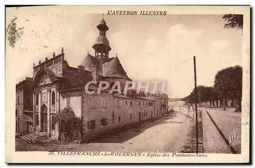 Cartes postales L&#39Aveyron Illustre Villeranche De Rolergue Eglise Des Penitents noirs