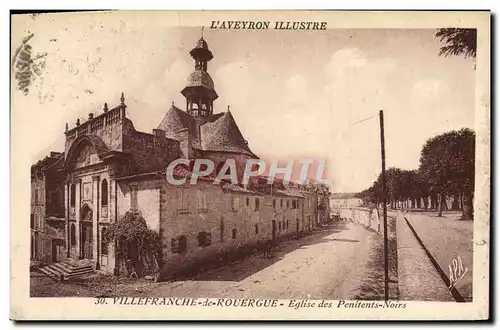 Cartes postales L'Aveyron Illustre Villeranche De Rolergue Eglise Des Penitents noirs