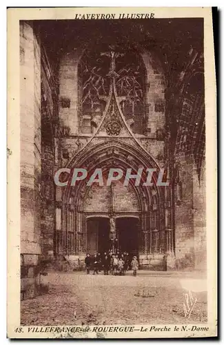 Cartes postales L&#39Aveyron Illustre Villeranche De Rolergue Le Porche de Notre Dame Enfants