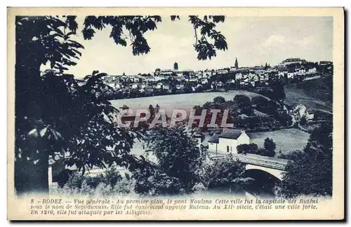 Ansichtskarte AK Rodez Vue generale Au premier plan le pont Mouline