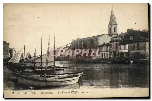 Cartes postales Martigues Jonquieres Le Port Et l&#39Eglise Bateaux