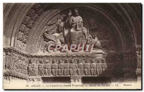 Cartes postales Arles Cathedrale Sainte Trophime Detail du portail