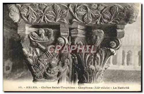 Ansichtskarte AK Arles Cloitre Saint Trophime Chapiteau La nativite