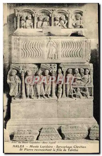 Cartes postales Arles Musee Lapidaire Sarcophage Chretien St Pierre ressuscitant la fille de Tabithe