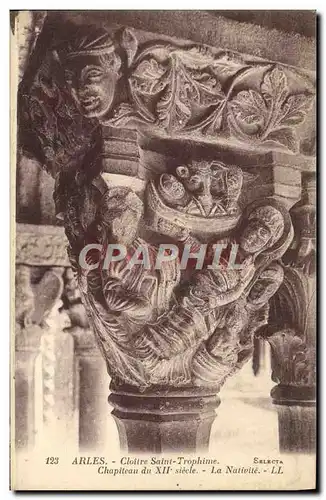 Cartes postales Arles Cloitre de Saint Trophime Chapiteau 12eme La Nativite