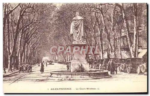 VINTAGE POSTCARD Aix in Provence the Mirabeau Course