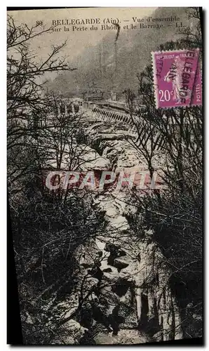 Cartes postales Bellegarde Vue d'ensemble sur la perte du Rhone et le barrage