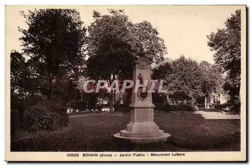 Cartes postales Bohain Jardin Public Monument Lefevre Militaria