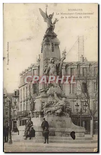 Cartes postales Soissons Le Monument Commemoratif de la defense de 1870 Militaria