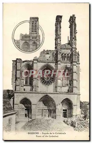 Ansichtskarte AK Soissons Facade de la Cathedrale Militaria