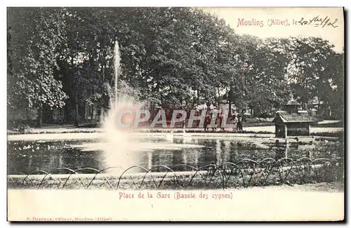 Cartes postales Moulins Place de la Gare Bassin des cygnes