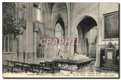 Cartes postales Souvigny Interieur de l&#39Eglise chapelle neuve Tombeau de Charles 1er et d&#39agnes de Bourgog