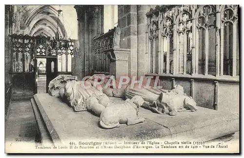 Ansichtskarte AK Souvigny Interieur de l&#39Eglise Chapelle vieille Tombeau de Louis II de Bourbon et d&#39Anne D