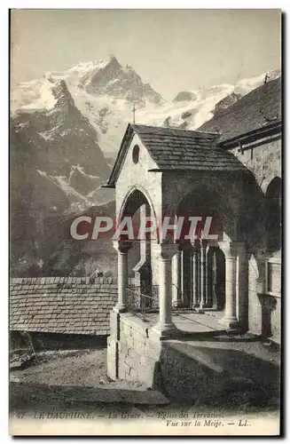 Cartes postales Le Dauphine La Grave Eglise Des Terrasses Vue Sur La Meije