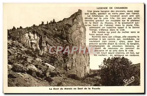 Cartes postales Legende De Chambon La Dent Du Marais au saut de la pucelle