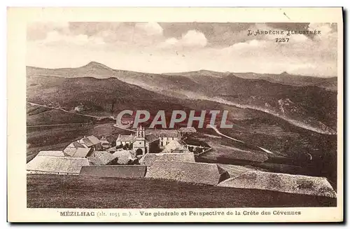 Cartes postales L&#39Ardeche Illustree Mezilhac Vue Generale Et Perspective de la crete des cevennes