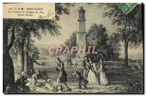 Cartes postales Saint Cloud La Lanterne De Diogene en 1820 d&#39apres Develly