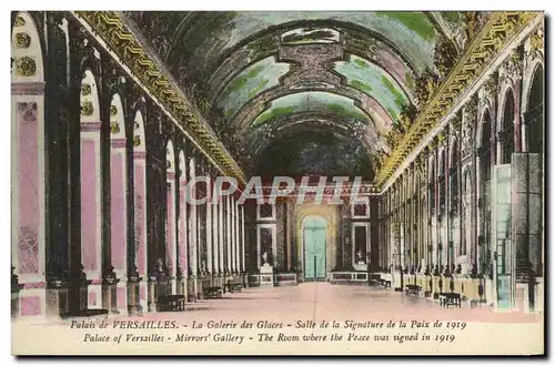 Cartes postales Palais de Versailles La Galerie des Glaces Salle de la signatutre de la paix de 1919