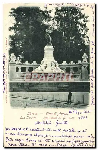 Cartes postales Sevres Ville d&#39Avray Les Jardins Monument de Gambetta