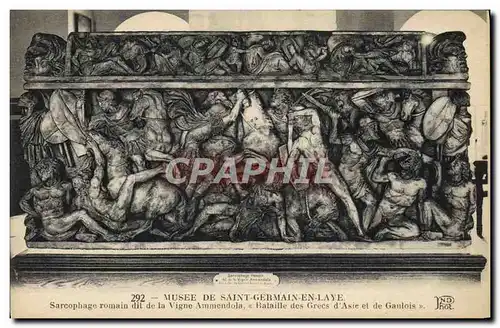 Cartes postales Musee de Saint Germain en Laye sarcophage romain dit de la Vigne Ammendola Bataille des grecs d&