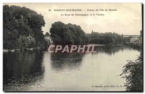 Cartes postales Nogent Sur Marne Pointe de I&#39lle de Beaute Le pont de Champigny et le viaduc