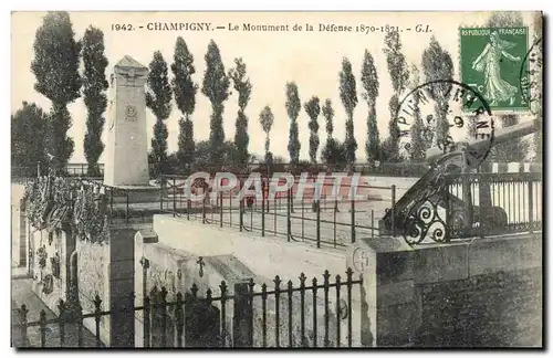Cartes postales Champigny Sur Marne Le Monument de la Defense de 1870 1871 Militaria