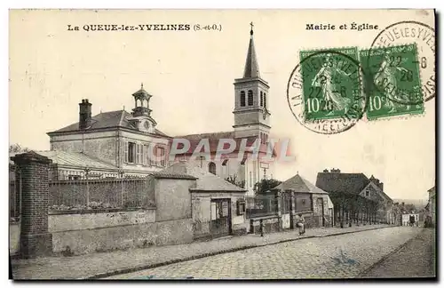 Cartes postales La Queue lez Yvelines Mairie et eglise