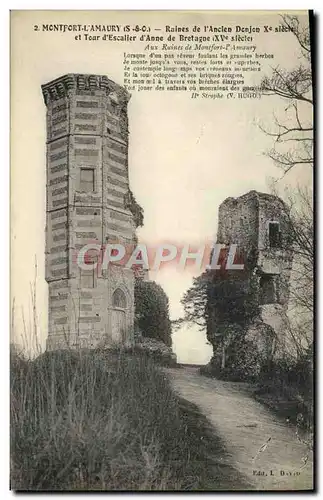 Ansichtskarte AK Montfort L&#39Amaury Ruines de l&#39Ancien Donjon et tour d&#39escalier d&#39Anne de Bretagne