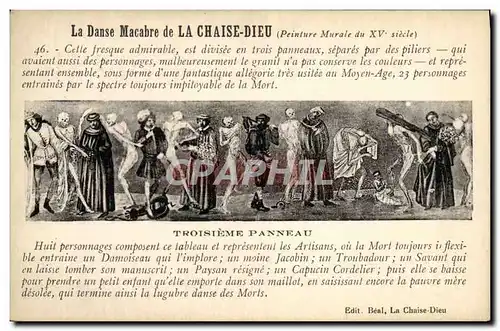 Cartes postales La Danse Macabre de la Chaise Dieu Troisieme panneau