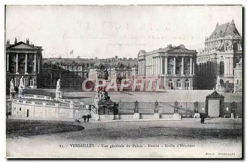 Ansichtskarte AK Versailles Vue generale du Palais Entree Grille d&#39Honneur