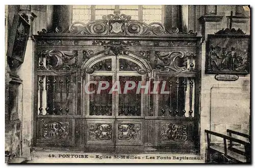 Cartes postales Pontoise Eglise St Maclou Les fonts baptismaux