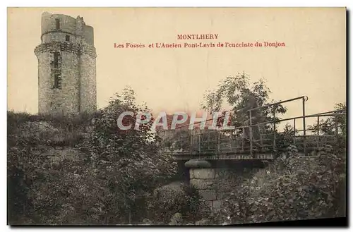 Cartes postales Montlhery Les Fosses et L'Ancien Pont Levis de l'enceinte du Donjon