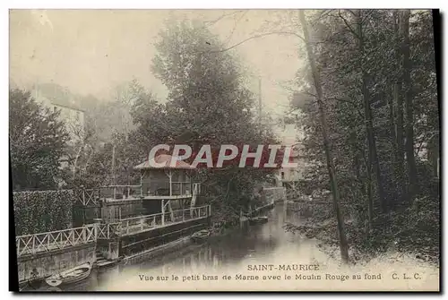 Cartes postales Saint Maurice Vue sur le petit bras de Marne avec le moulin rouge au fond