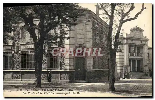 Cartes postales Villeneuve Saint Georges La Poste Et Le Theatre municipal