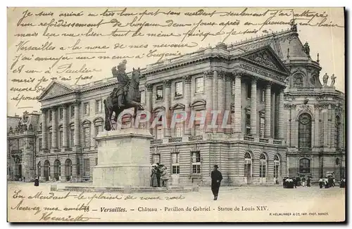 Cartes postales Versailles Chateau Pavillon De Gabriel Statue De Louis XIV