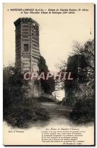 Ansichtskarte AK Montfort L&#39Amaury Ruines De l&#39ancien donjon et tour d&#39escalier d&#39Anne de Bretagne