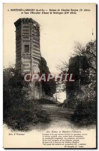 Cartes postales Montfort L&#39Amaury Ruines De l&#39ancien donjon et tour d&#39escalier d&#39Anne de Bretagne