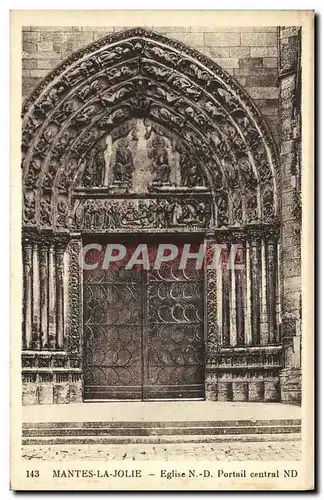 Cartes postales Mantes la Jolie Eglise Notre Dame Portail central