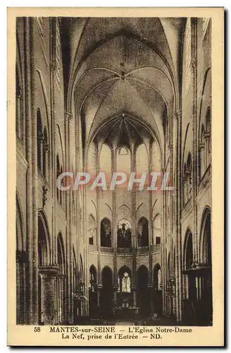 Cartes postales Mantes sur Seine Eglise Notre Dame La nef prise de l&#39entree