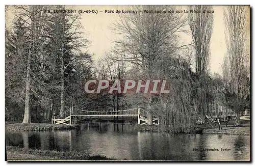 Cartes postales Longpont Parc de Lormoy Pont Suspendu sur la Place d'eau