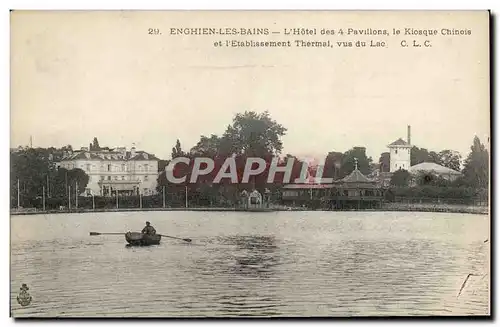 Cartes postales Enghien Les Bains L'Hotel des Pavillon le Kiosque chinois et l'etablissement thermal vus d