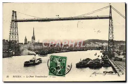 Cartes postales Roouen Le Pont Transbordeur Bateaux Peniches