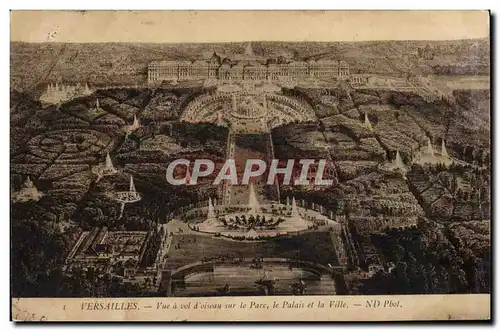 Ansichtskarte AK Versailles Vue a Vol d&#39Oisouau sur le Parc le Palais et la Ville