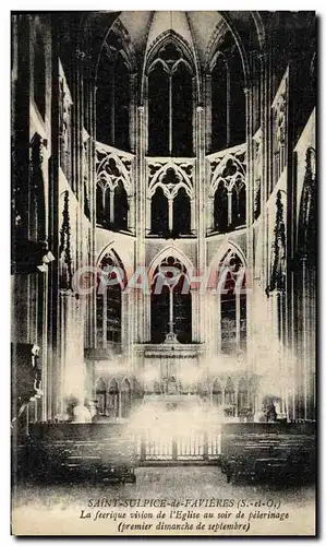 Cartes postales Saint Sulpice de Favieres La feerique vision de l'eglise au soir du pelerinage premier dimanc