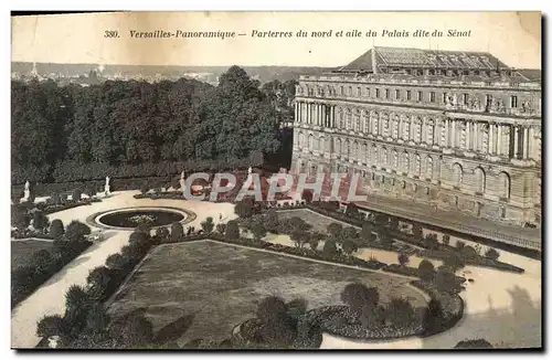 Cartes postales Versailles Panoramique Parterres du Nord et aile du palais dite du Senat