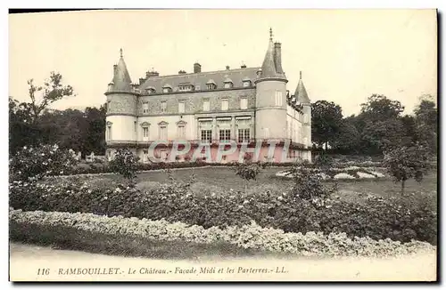 Cartes postales Rambouillet Le Chateau Facade midi et les parterres