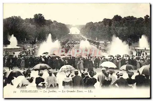 Cartes postales Versailles Les jardins les grandes eaux