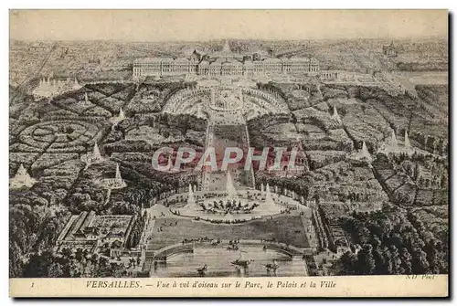 Ansichtskarte AK Versailles Vue A Vol D&#39Oiseau Sur Le Parc Le Palais Et La Ville