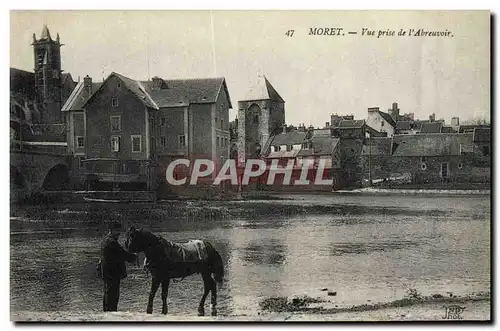 Ansichtskarte AK Moret Vue Prise De l&#39Abreuvoir Homme et cheval