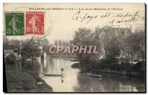 Cartes postales Villiers Sur Morin Les Deux Moulins Et l&#39Ecluse